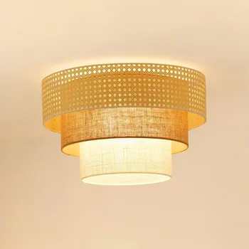 Brilagi-Stropní svítidlo CEDAR LUNETA 1xE27/15W/230V pr. 45 ratan/hnědá/krémová