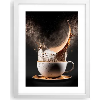Obraz Obraz plakát v bílém rámu do obýváku 30x40 káva foto plakáty na zeď