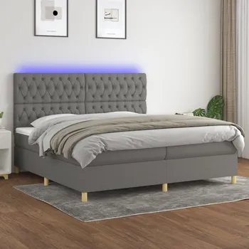 Postel vidaXL Box spring postel s matrací a LED 200x200 cm textil [3135706] Barva: Tmavě šedá