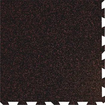 Rohožka Černo-červená gumová podlahová deska (puzzle - roh) FLOMA FitFlo SF1050 - délka 100 cm, šířka 100 cm, výška 2 cm