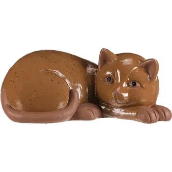 Vánoční ozdoba Autronic Kočka ležící - větší, magnesium, barva tmavě hnědá - MT707-M