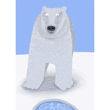 Plakát Plakát, Obraz - Funny Polar Bear with Fish, Carla Daly