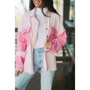 Dámská casual bunda OMG Dámská košilová bunda Biqileee pudrová růžová S
