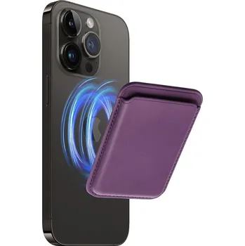 Pouzdro na mobilní telefon Magsafe peněženka fialová barva (Magnetická peněženka pro Apple Iphone a kryty s magsafe fialová barva)