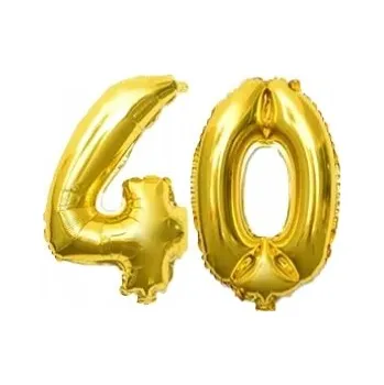 Balónek FÓLIOVÉ BALÓNKY 40 ZLATÉ, čtyřicáté narozeniny, 80 cm, ČTYŘICÍTKA