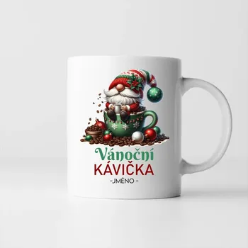 Žertovný předmět Vánoční kávička [JMÉNO] - hrnek s potiskem - personalizovaný produkt