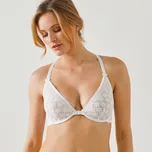 Vyztužená krajková podprsenka se zapínáním vpředu a sportovními zády, s kosticemi bílá 75D