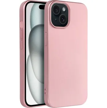 Pouzdro na mobilní telefon METALICKÉ pouzdro na IPHONE 15 růžové (Silikonový obal na mobil Apple Iphone 15 růžový lesk)