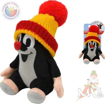 plyšák Moravská ústředna Krtek 12 cm sedící kulich červený (plyšová hračka)