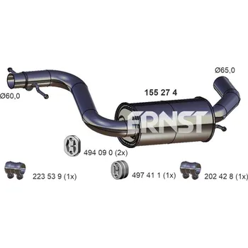 Tlumič výfuku Střední tlumič výfuku ERNST 155274