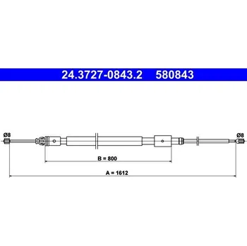 Lanko parkovací brzdy Tažné lanko, parkovací brzda ATE 24.3727-0843.2