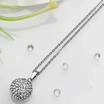 Řetízek Dámský ocelový řetízek koule s kamínky - stříbrný