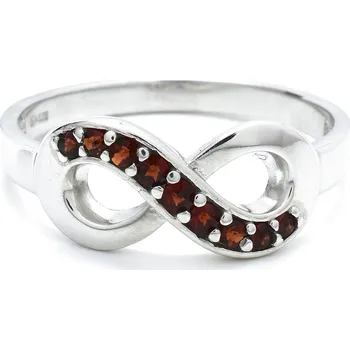 Prsten Stříbrný prsten nekonečno - český granát Endless - 56, Rhodiování