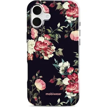 Pouzdro na mobilní telefon Odolný obal Mobiwear Elite Pro - Apple iPhone 16 Plus - ED11E Růže na černé (Odolné pouzdro, obal kryt Mobiwear Elite Pro - maximální ochrana mobilu, zesílené hrany, přesné výřezy, pohodlné držení, odolná grafika, kvalitní materiály)