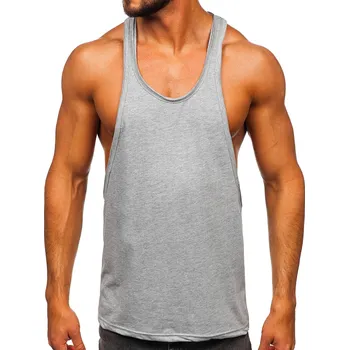 Pánské tílko Šedé pánské tank top tílko boxerského střihu bez potisku Bolf 1245 - 2XL