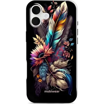 Pouzdro na mobilní telefon Odolný obal Mobiwear Elite Pro - Apple iPhone 16 Plus - E011E Kytice s pírkem (Odolné pouzdro, obal kryt Mobiwear Elite Pro - maximální ochrana mobilu, zesílené hrany, přesné výřezy, pohodlné držení, odolná grafika, kvalitní materiály)