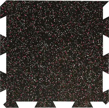 Venkovní dlažba Černo-bílo-červená gumová modulová puzzle dlažba (okraj) FLOMA FitFlo SF1050 - 50 x 50 x 1 cm