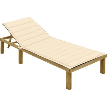 Zahradní lehátko OMAXI Zahradní lehátko s krémovou poduškou impregnované borové dřevo 302408