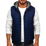 Tmavě modrá pánská prošíváná vesta s kapucí Bolf BM983 - M