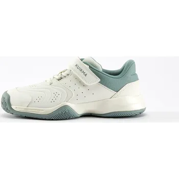 Chlapecké tenisky ARTENGO Dětské tenisové boty Strong na suchý zip 32 BÍLÁ|ZELENÁ