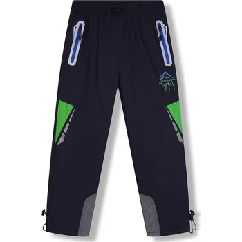 Chlapecké kalhoty Chlapecké šusťákové kalhoty, zateplené - KUGO DK8235, černošedá / modré zipy Barva: Černá, Velikost: 128