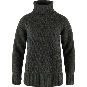 Dámské oblečení svetr dámský FJÄLLRÄVEN Övik Cable Knit Roller Neck W Dark Grey - XL