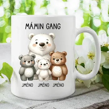 Žertovný předmět Mámin Gang - tři děti - hrnek s potiskem - personalizovaný produkt