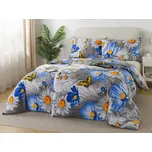 XPOSE® Bavlněné povlečení KARLA na dvě lůžka - modré/šedé 140x200 cm, 70x90 cm, Bavlna + Prodloužená možnost vrácení zboží do 50 dnů