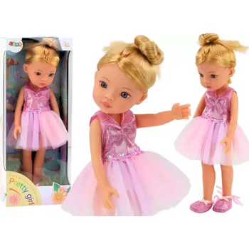 Panenka LEAN Toys Růžové šaty pro panenku baletku 33 cm