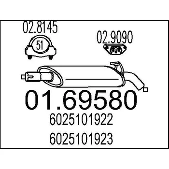 Výfukový systém Zadní tlumič výfuku MTS 01.69580