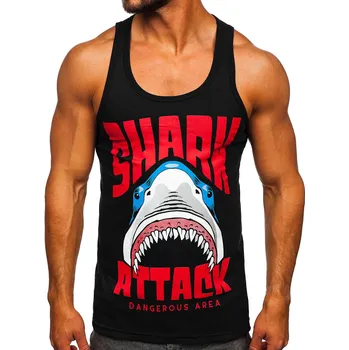 Pánské tílko Černé pánské tílko s potiskem tank top Bolf 143028 - XL