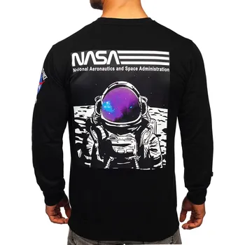 Pánská mikina Černá pánská mikina bez kapuce s potiskem Bolf 6476 - 2XL