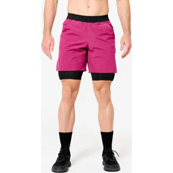 Pánské kraťasy DOMYOS Pánské fitness kraťasy 2v1 L FIALOVÁ|RŮŽOVÁ|ČERNÁ
