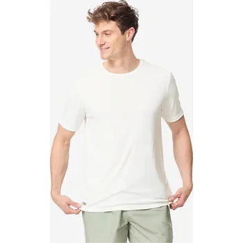 DECATHLON Pánské tričko s krátkým rukávem s UV ochranou Water bílé S BÉŽOVÁ