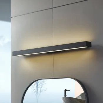 Lampička Zrcadlové světlo Lucande LED Zafira, černé, hliník, 90 cm, IP44 - Nástěnný držák - délka 17 cm, šířka 5 cm, výška 3 cm černá matná, bílá LED 16 W celkem - Doprava zdarma