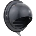 Černá větrací mřížka Dalap SUVLAD 125 z nerezu, se stříškou, síťkou a přírubou, Ø 125 mm