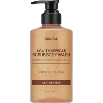 Sprchový gel KUNDAL - EAU THERMALE SCRUB BODY WASH - Luxusní termální peelingový sprchový gel 500 ml LEATHER IRIS