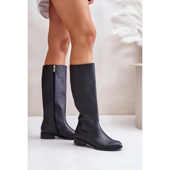 Dámské kozačky Zazoo Semišové Kozačky Do Poloviny Lýtka Na Zip Lewski 3616 Barva: Černá, Velikost: 38