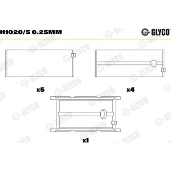 Kliková hřídel Hlavní ložiska klikového hřídele GLYCO H1020/5 0.25mm