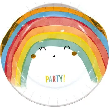 Party nádobí Procos Talířky papírové Rainbow Party 23 cm 8 ks