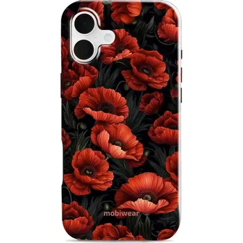 Pouzdro na mobilní telefon Odolný obal Mobiwear Elite Pro - Apple iPhone 16 Plus - EP45E Temné červené květy (Odolné pouzdro, obal kryt Mobiwear Elite Pro - maximální ochrana mobilu, zesílené hrany, přesné výřezy, pohodlné držení, odolná grafika, kvalitní materiály)