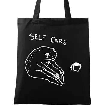 Bavlněná taška Žabí péče Self Care (Barva: Černá)