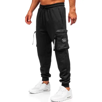 Pánské kalhoty Černé pánské jogger teplákové kapsáčé Bolf K18 - 2XL