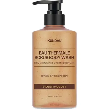 Sprchový gel KUNDAL - EAU THERMALE SCRUB BODY WASH - Luxusní termální peelingový sprchový gel 500 ml VIOLET MUDGE