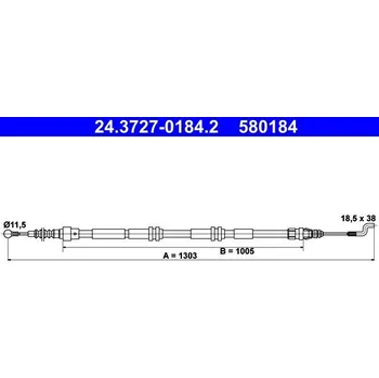 Lanko parkovací brzdy Tažné lanko, parkovací brzda ATE 24.3727-0184.2