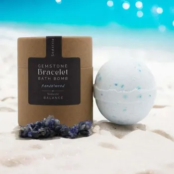 bomba do koupele Šumivá bomba do koupele s náramkem ze vzácných kamenů (Sodalit)