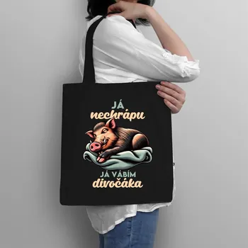 Žertovný předmět Já nechrápu, já vábím divočáka - taška s potiskem
