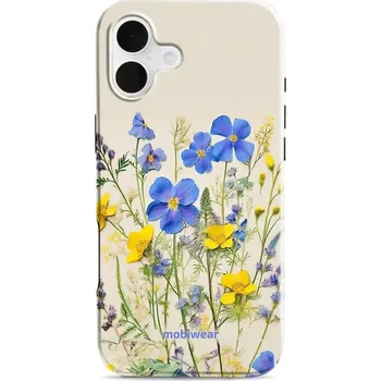 Pouzdro na mobilní telefon Odolný obal Mobiwear Elite Pro - Apple iPhone 16 Plus - EP41E Modré a žluté kvítky (Odolné pouzdro, obal kryt Mobiwear Elite Pro - maximální ochrana mobilu, zesílené hrany, přesné výřezy, pohodlné držení, odolná grafika, kvalitní materiály)