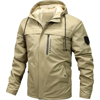 Pánský zimní kabát Zimní bunda na hory, zateplená s kapucí Barva: Khaki, Velikost: XS