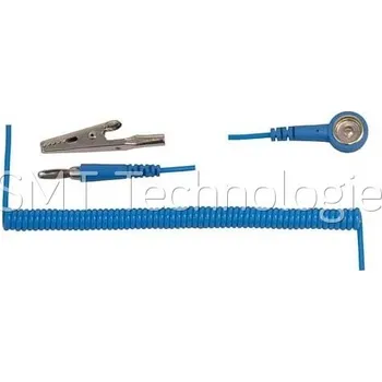 ESD Spirálový uzemňovací kabel StaticTec, 10mm/banánek, 1,8m, modrý - 100104001442